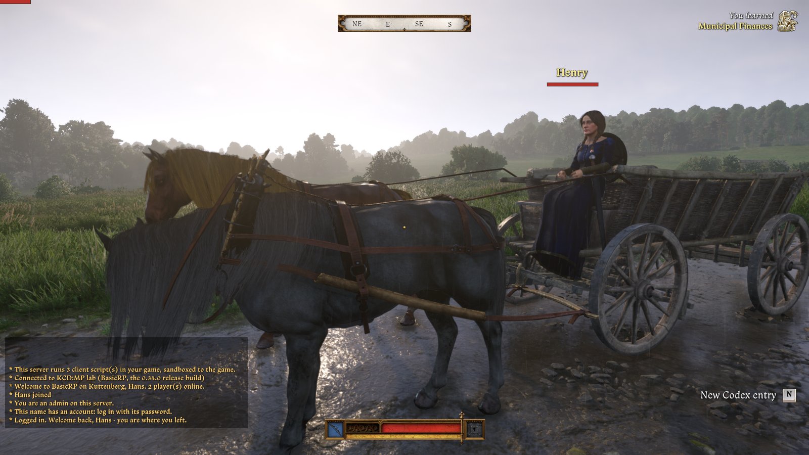 Henry, a woman now, on the bench of a wagon